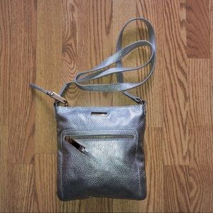 Tommy Hilfiger Silver Metallic Leather Crossbody